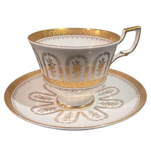 Tuscan Gold Filigree Teacup and Saucer Golden Wedding Anniversary Fine Bone China teacup and saucer | Fine Bone China made in England