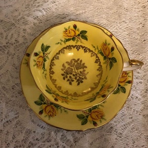 Paragon Yellow Floral Teacup and Saucer | Rose Bone China Teacup | Collectible Teacup | Made in England