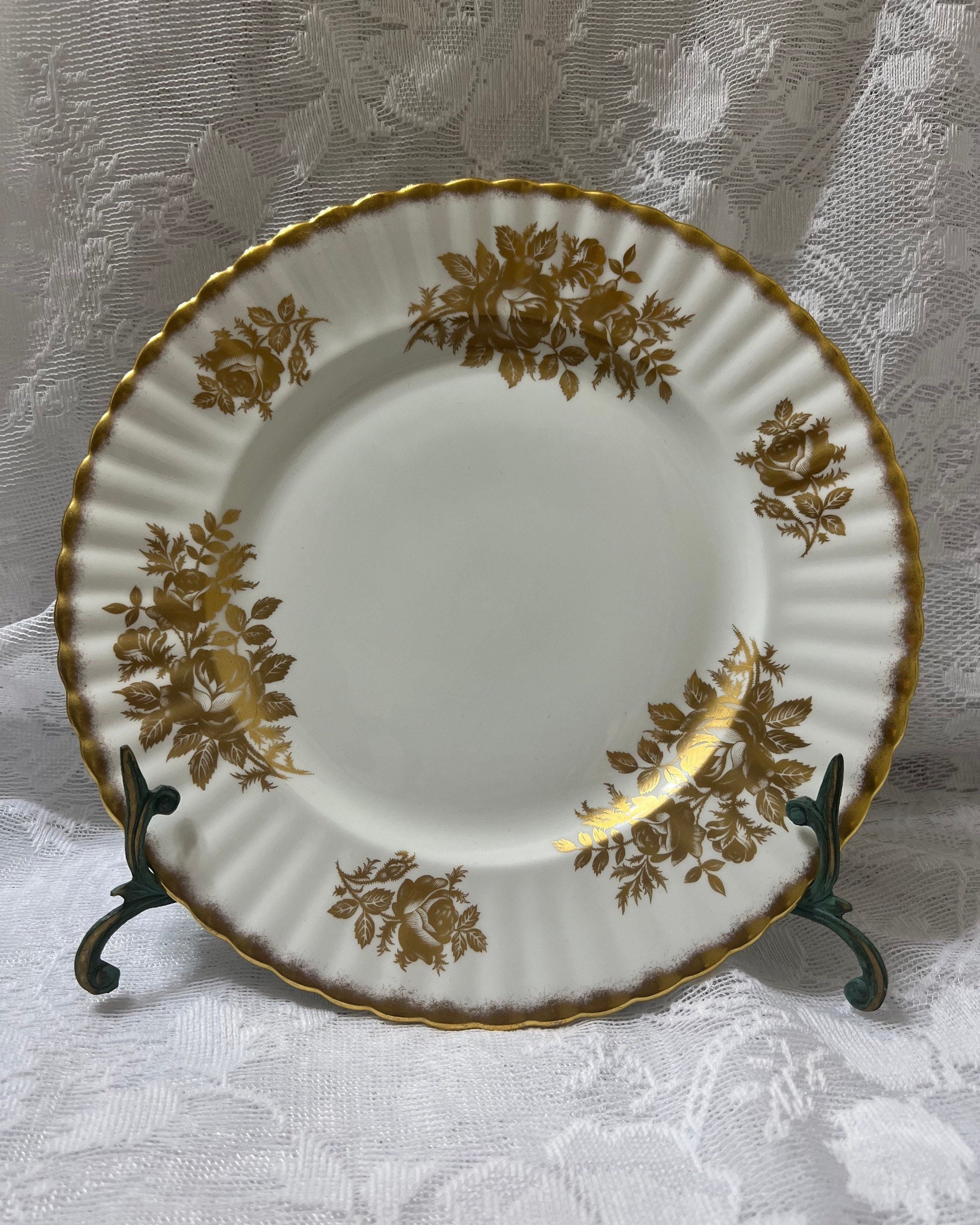 49 PC Navy Golden Rose Pattern Royal British Dinner Set – R & B Import