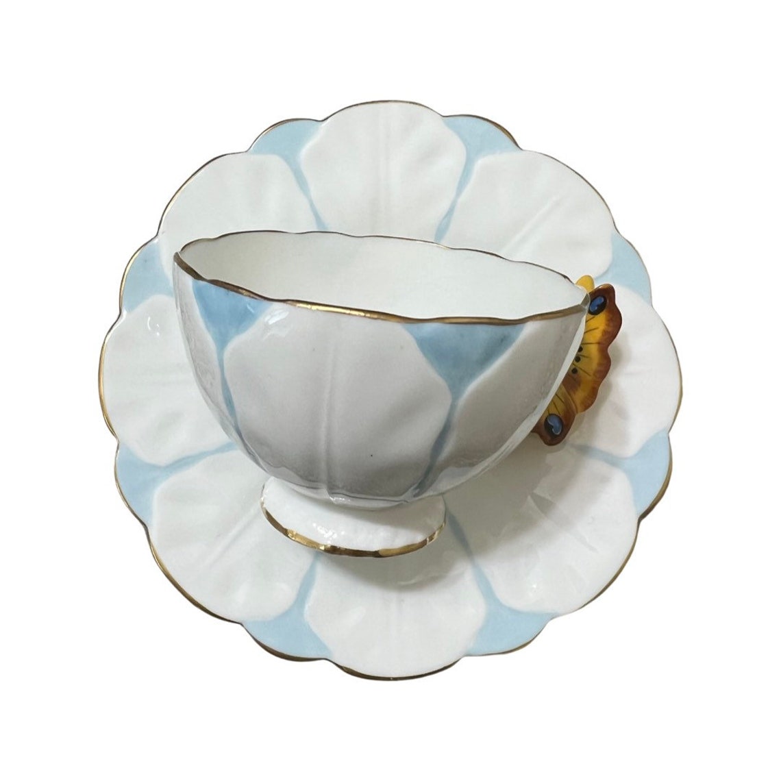Aynsley Butterfly Handle Teacup and Saucer Circa 1939 Blue Etsy