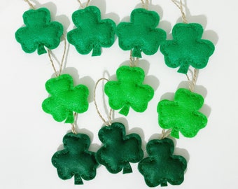 St Patrick's Day Decor Handmade Felt Holiday Ornaments | Shamrock Ornaments | Set of 6 or Set of 10