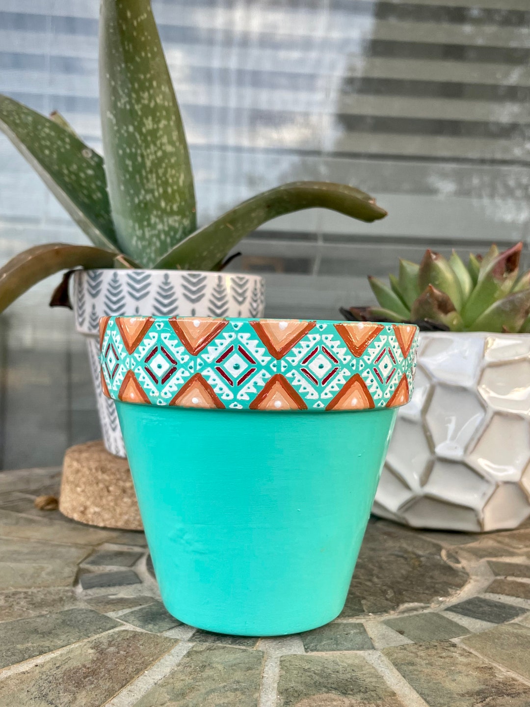 Southwestern Handpainted Terracotta Pot Etsy