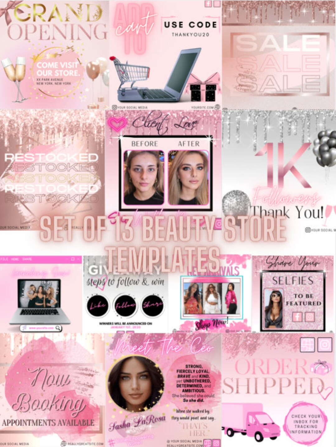 SET OF 13 DIY Beauty Store Templates Lash Tech Template Etsy