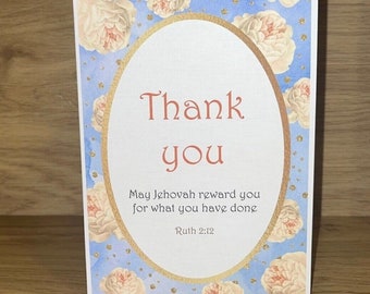 JW Thank You Card - May Jehovah reward you for what you have done-  Ruth 2:12 - Jehovah's Witnesses Greetings Card