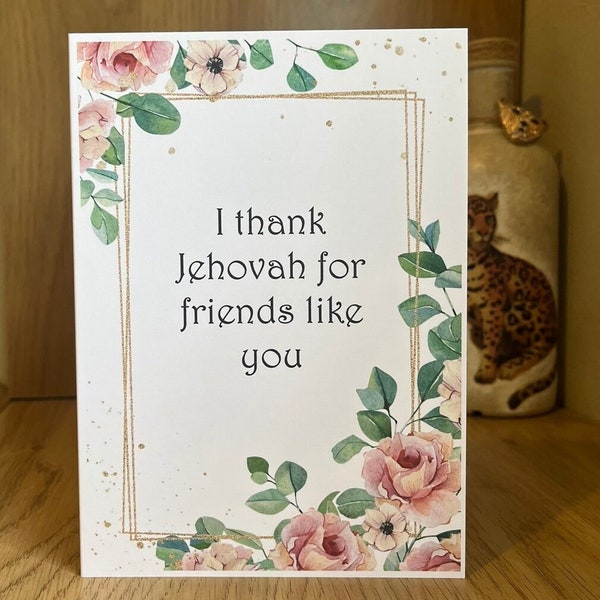 JW Friendship Card - I Thank Jehovah For Friends Like You -  Jehovah's Witnesses Greetings Card Gift