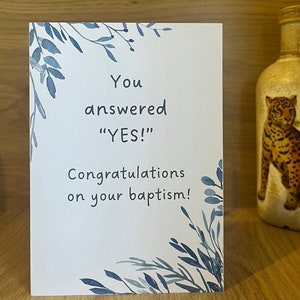Carte de baptême JW Vous avez répondu oui ! Félicitations pour votre baptême Carte des Témoins de Jéhovah pour les frères et sœurs nouvellement baptisés