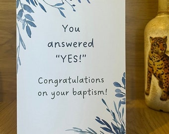 JW Baptism Card You answered yes! Congratulations on your baptism Jehovah's Witnesses Card For Newly Baptised Brothers and Sisters