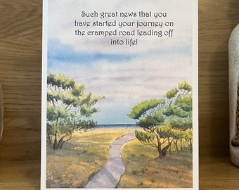 JW Baptism Card - Such great news that you have started your journey on the cramped road leading off into life! Jehovah's Witnesses