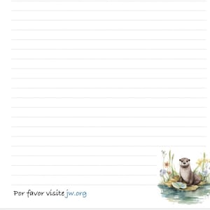 Español JW Plantilla de papel para escribir cartas en español con un hermoso diseño de nutria Digital imprimible Testigos de jehova descarga digital