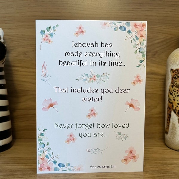 Encouraging JW Card For a Sister Reminding Her She is Loved -  Jehovah's Witness Friendship Card - 5x7"