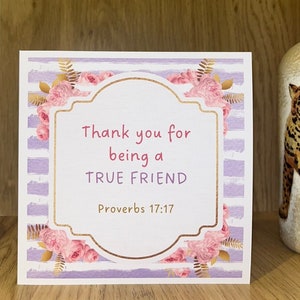 Carte d'amitié JW pour remercier une sœur d'être un véritable ami - Proverbes 17:17 Carte de voeux Témoins de Jéhovah 6 x 6 po. Cadeau d'amis Merci