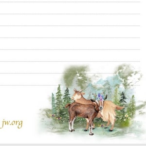 JW cute goats letter writing template - digital download for Jehovah&#39;s Witness - comes with and without QR code
