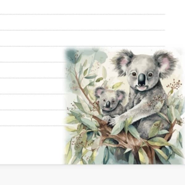 JW Koala Digital Letter Templates Lined & Unlined with and without QR Code Included Jehovah's Witnesses Printable Stationary Paper Supplies