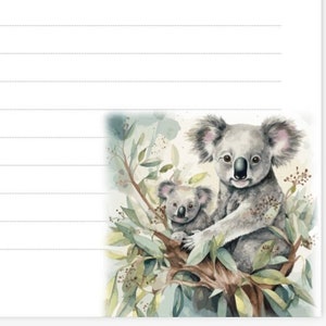 Español JW Spanische Briefpapiervorlage mit einem wunderschönen Koala-Design - Digital Printable Stationary Testigos de jehova
