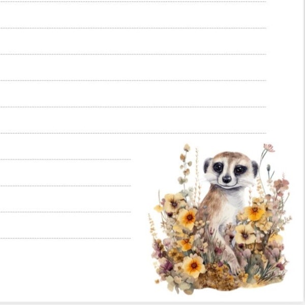 JW Meerkat Digital Letter Templates Design Lined & Unlined with / without QR Code Included Jehovah's Witnesses Printable Stationary Animals