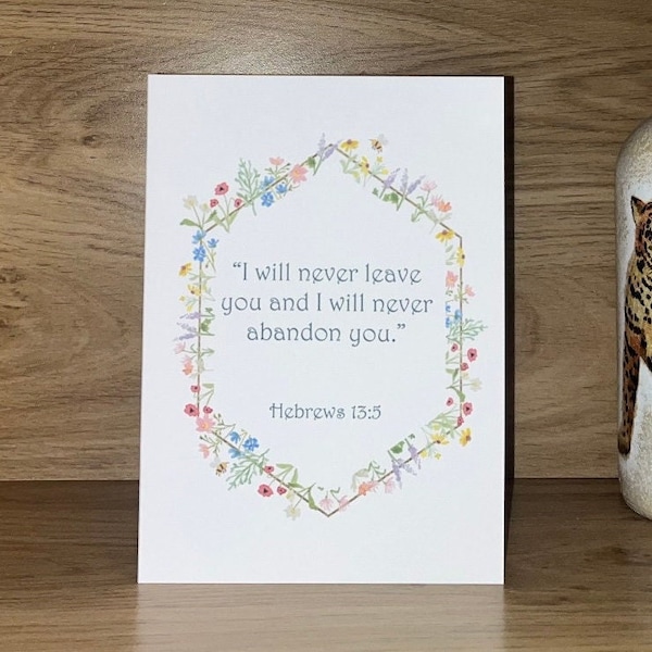 JW Card Hebrews 13:5 "I will never leave you and I will never abandon you." JW  5x7" Card - Jehovah's Witness