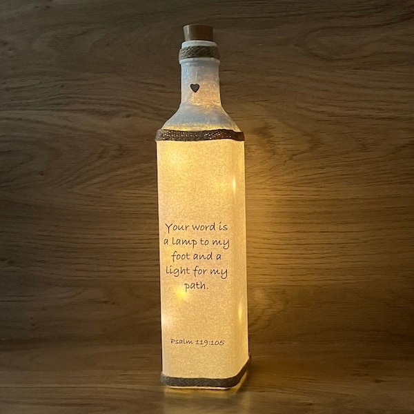 JW Bottle Lamp -Psalm 119:105 - Your word is a lamp to my foot and a light for my path. - Jehovah's Witness Gift