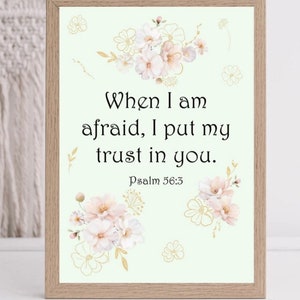 JW 2024 Jahr Text Digitaldruck Ermutigend Wandkunst Wenn ich Angst habe, setze ich mein Vertrauen auf dich Psalm 56:3 Digitaler Download Zeugen Gottes