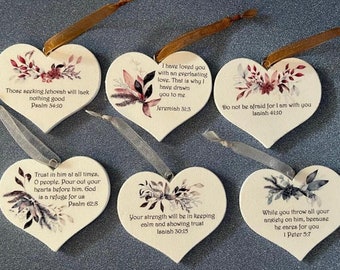 JW Unique Little Wooden Hanging Heart Gifts for Jehovah's Witnesses - Various  Encouraging JW Bible verses scriptures to choose from