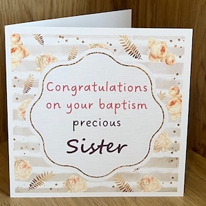Carte de baptême JW - Félicitations pour votre baptême, précieuse soeur - Carte des témoins de Jéhovah pour une soeur nouvellement baptisée