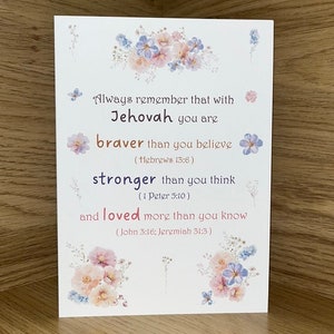 Carte JW encourageante rappelant à des amis qu'ils sont aimés - Carte de voeux de témoin de Jéhovah - 5 x 7 po. - Pour frères et sœurs