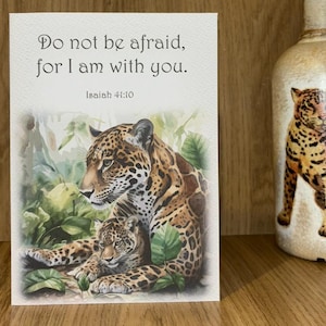 Carte JW Ésaïe 41:10 avec un superbe design Jaguar - N'ayez pas peur, je suis avec vous - Carte de voeux Témoin de Jéhovah - Cadeau pour amis