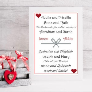 JW Couples Gift Personalized Faithful Bible Couples Print - Idéal pour les mariages, les anniversaires, les cadeaux, etc. - pour les Témoins de Jéhovah