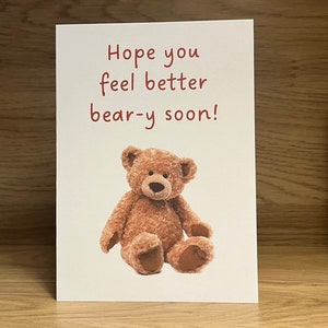 Carte JW Get Well - J'espère que vous vous sentirez bientôt mieux ! Jolie carte avec un motif ours en peluche - 5 x 7 pouces - Cadeau Témoins de Jéhovah