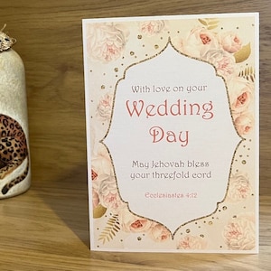 Carte de mariage JW - Avec amour le jour de votre mariage - Que Jéhovah vous bénisse - Carte de voeux Témoins de Jéhovah