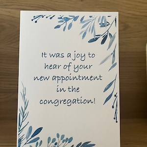 JW New Appointment Card for Newly Appointed Elders, Ministerial Servants and Regular Pioneers - Jehovah's Witnesses Greetings Card Gift