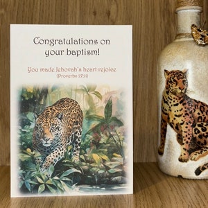 Carte de baptême JW avec un beau design Jaguar Félicitations pour votre baptême Carte Témoins de Jéhovah Frères et sœurs nouvellement baptisés