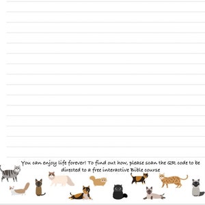 JW Cats Letter Writing Templates for Jehovah&#39;s Witnesses with &without QR code lined and unlined - Now includes Enjoy Life Forever templates