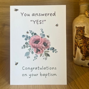 Carte de baptême JW Vous avez répondu oui ! Félicitations pour votre baptême Carte des Témoins de Jéhovah pour les frères et sœurs nouvellement baptisés, cadeau d'abeilles