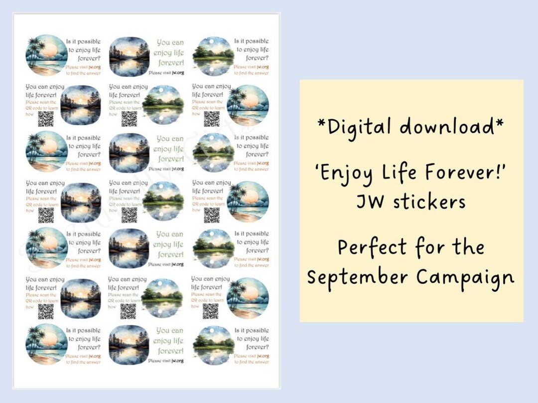 Enjoy Life Sticker JW DIGITAL Enjoy Life Forever! Stickers Labels Introducing a Bible ...