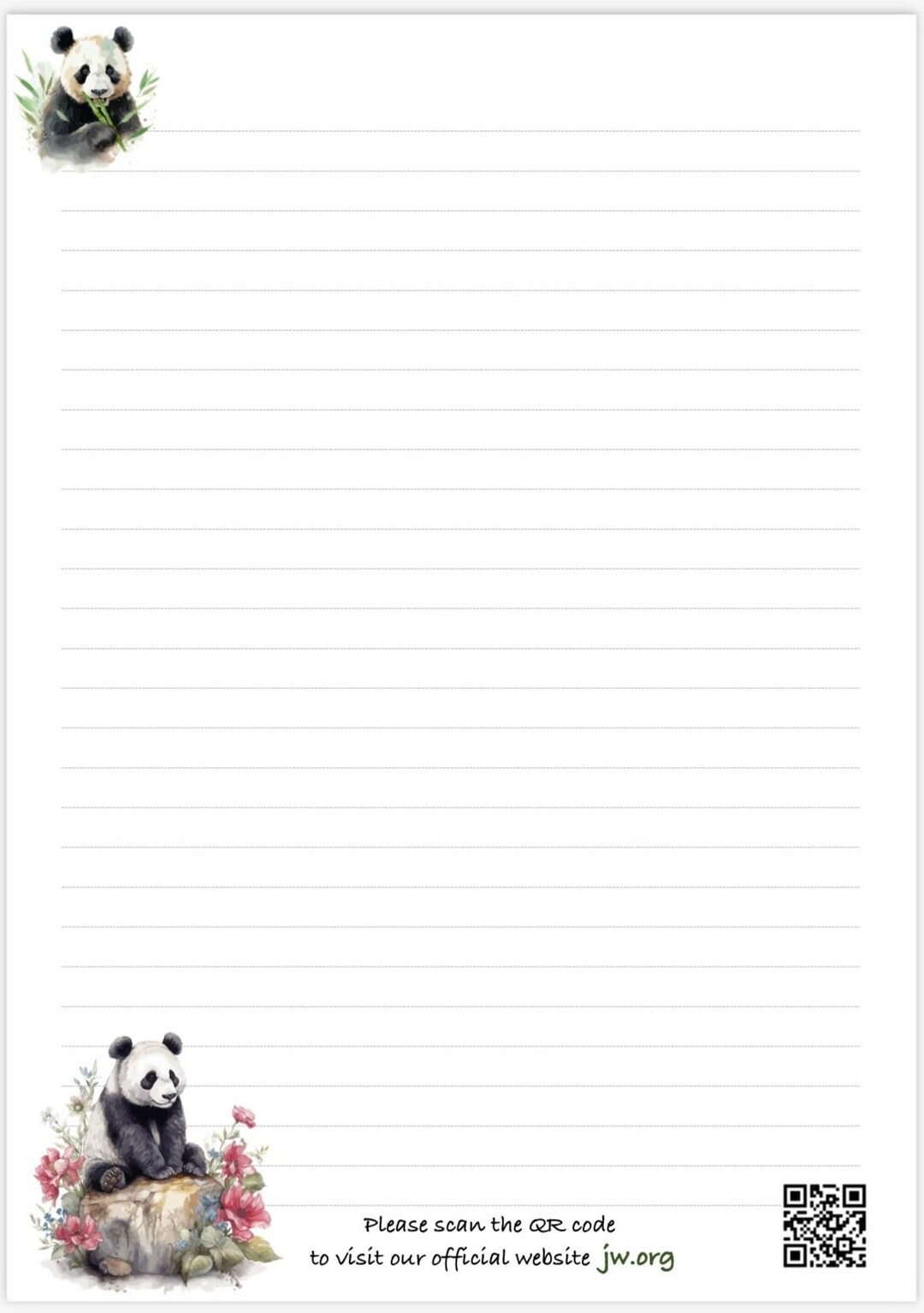 JW Panda Digital Letter Writing Templates Lined & Unlined With and