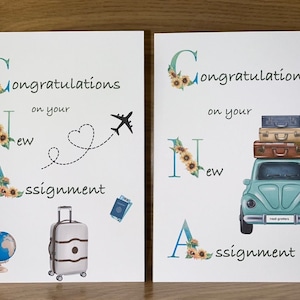 JW New Assignment Card for Those Moving to Where The Need is Greater etc. 2 variations - car and plane - Jehovah's Witnesses Greetings Card