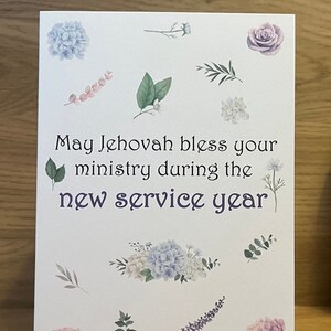 JW New Service Year Card - May Jehovah Bless Your Ministry During the