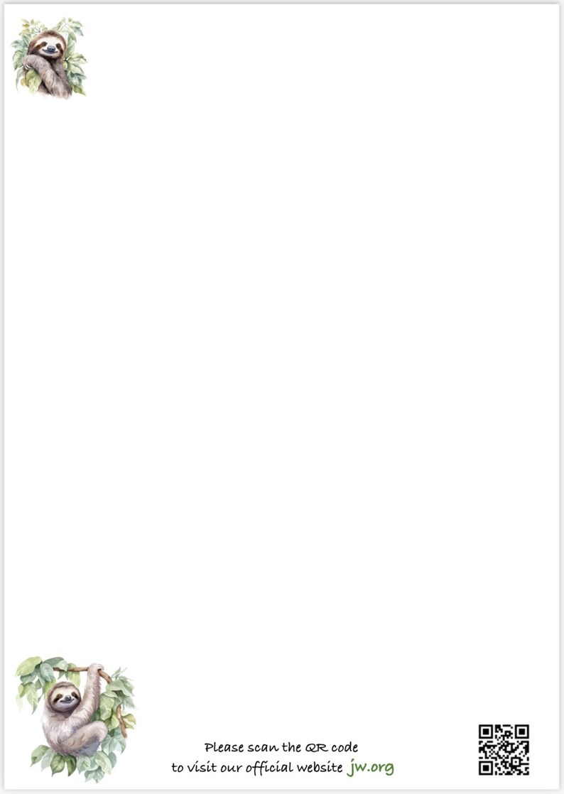 JW Sloth Digital Letter Writing Templates - Lined & Unlined With and ...