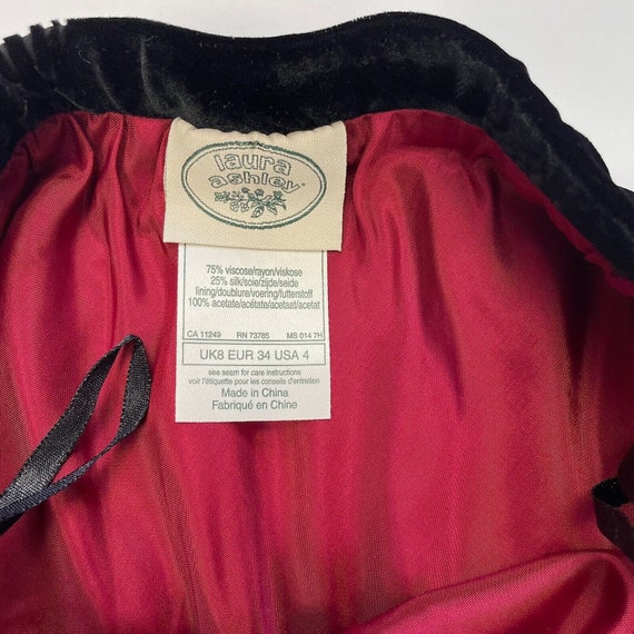 Vintage Laura Ashley black velvet silk feather ma… - image 7