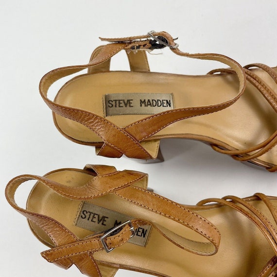 Vintage Steve Madden brown leather strappy knot c… - image 9
