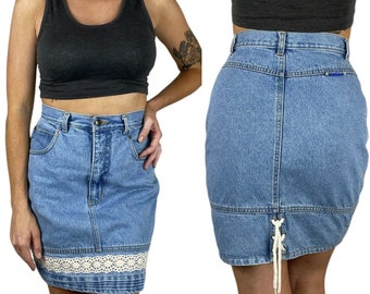 Vintage D’Mode Classix High Waist Denim Skirt Size 25