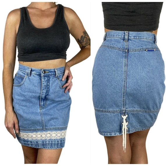 Vintage D’Mode Classix High Waist Denim Skirt Siz… - image 1