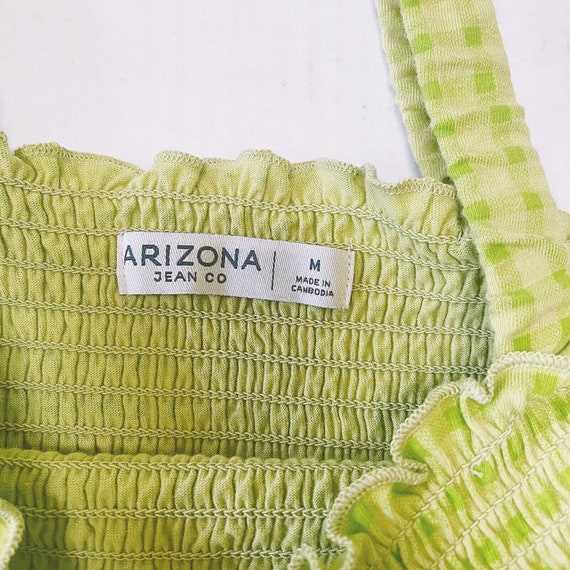 Vintage Y2K Arizona Jean Co lime green plaid crop… - image 6