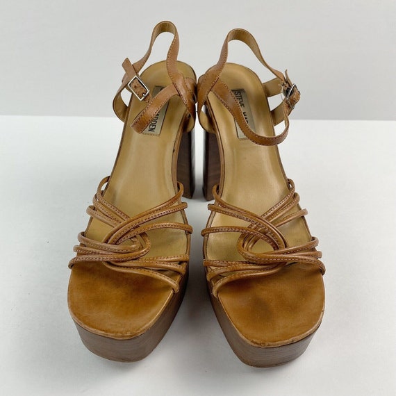 Vintage Steve Madden brown leather strappy knot c… - image 3