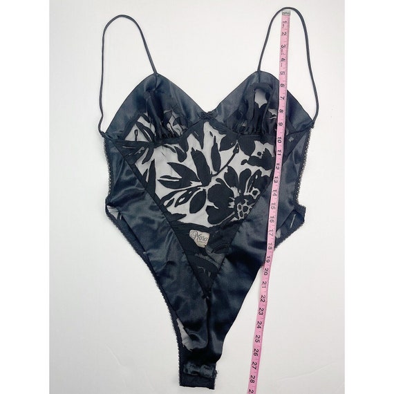 Vintage 80’s Mara Intimates black sheer sexy back… - image 2