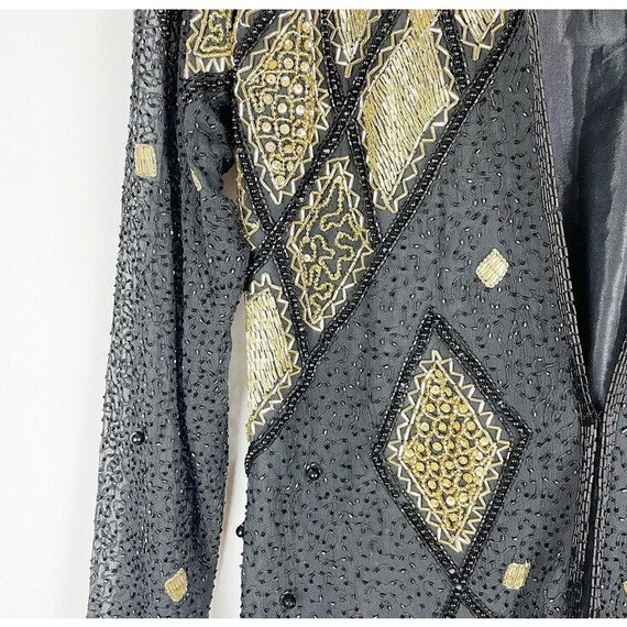 Vintage Fashion Creation Silk Black And Gold Bead… - image 8