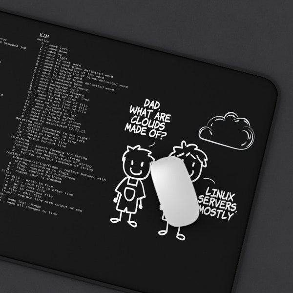 Linux cheat sheet  with funny cartoon Extra Large Mouse pad, Laptop Pad  Mat, Game Mat