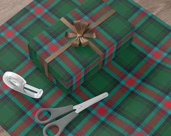 Papiers cadeau tartan écossais vert et rouge