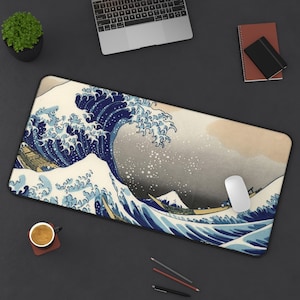 The Great Wave off Kanagawa, Artwork, sea Desk Mat, extra large mouse pad, Gamer Mouse pad, Laptop Pad  Mat, Game Mat, Great Gift ide