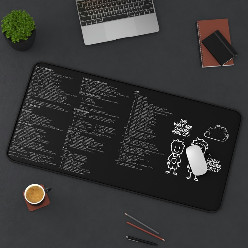 Linux Cheat Commands Large, Gamer Mouse Pad, Laptop Pad Mat, Game Mat ...
